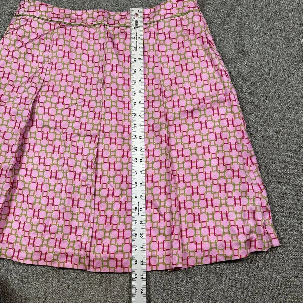 Tommy Hilfiger Y2K Pleated Pink Green Logo 100% Silk Skirt Women's 12